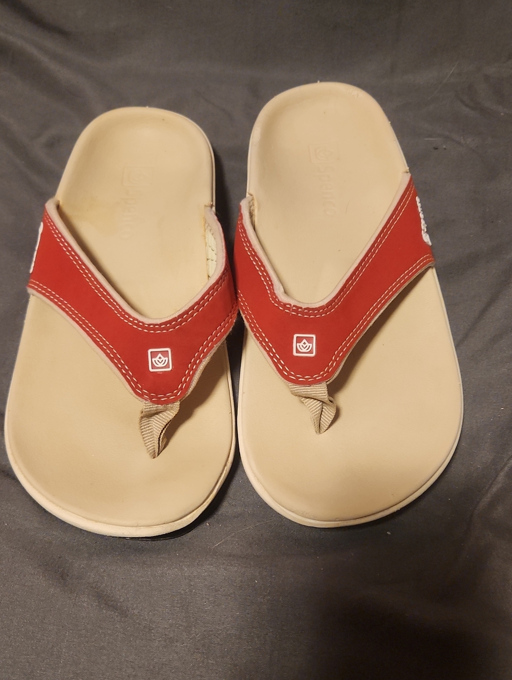 Red Women’s Flip Flop Sandals - Red Beige Thong Sandal